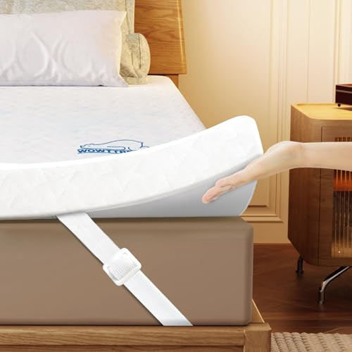 wowttrelax Matratzenauflage aus Memory-Schaum, für Einzelbett, 7 cm dick, orthopädische kühlende Einzelmatratzenauflage zur Linderung von Rückenschmerzen, waschbarer Bezug mit elastischen Bändern, 90