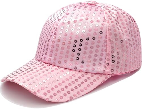 YeeHeen Casquette de baseball à paillettes pour garçon et fille - Chapeau Hip Hop brillant, rose, Taille unique