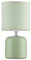 HMN Mini Bedside Table Lamp with Green Base and Polyester Fabric Lampshade, Main Operated Table lamp for Bedroom and Living Room (Green Lamp)
