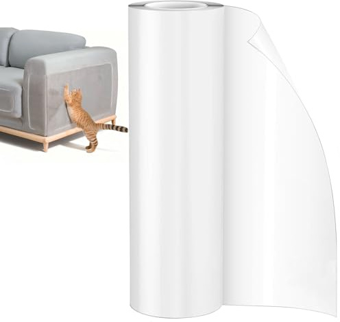 Zyluniy Kratzfolie Katzen Selbstklebend 5m x 30cm, Kratzschutz Sofa Katze Transparent, Kratzschutzfolie Couch Kratzschutz Katze Anti Kratz Folie für Möbel, Couch, Sofa, Tür, Wand, Stühle, Tische