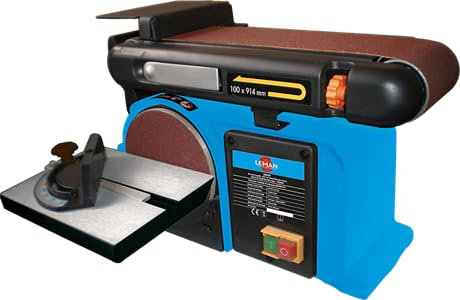 LEMAN - Lijadora Combinada LOPON150 150 mm, Motor 370 W, Mesa Inclinable 45°, Guía de Inglete ±60°