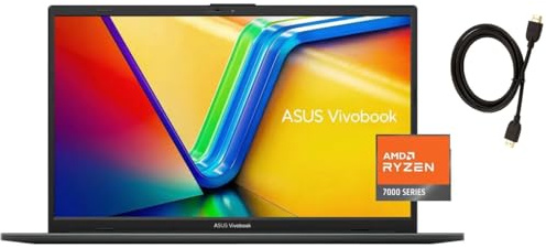 ASUS Vivobook Go 15.6” FHD Slim Laptop |AMD Ryzen 3 7320U(Beat i3-1315U)| AMD Radeon Graphics |Webcam |WiFi|Black| 8GB RAM DDR5 | 128GB SSD |Windows 11 S |Bundle with HDMI Cable