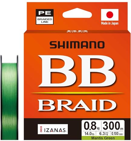 SHIMANO Line Shimano BB Braid 300m 0.10mm 6.3kg M Green 0.8 filo da pesca per resistenza
