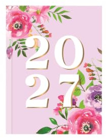 Terminplaner 2026, A5, Wochenansicht, rosa Blumenmuster, Hardcover, leicht, tragbar, Organizer, Handtasche, Schule, Reisetagebuch