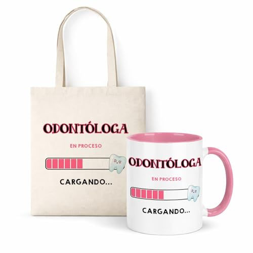 Kembilove® Taza + Bolsa Odontóloga | Regalo Original para Mujer Odontóloga | Set Personalizado de Odontología | Idea de Regalo para Estudiantes y Profesionales del Sector Dental