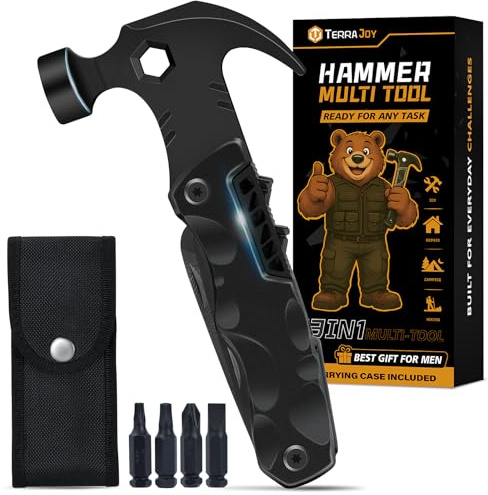 Camping Multitool – Geschenke für Männer &, Vater, Ehemann – 13-in-1 Multitool, Hammer, Flaschenöffner, Camping Zubehör für Outdoor, Gartenarbeit, Reparatur & DIY