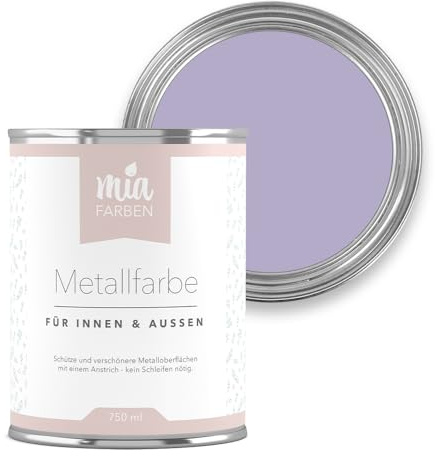 miafarben Metallfarbe ohne Schleifen matt 750ml (Mias Lavendelblüte) | Metalllack für innen und außen - rostschützend, wetterfest und wasserbasiert - für Zaun, Geländer & Gartenmöbel