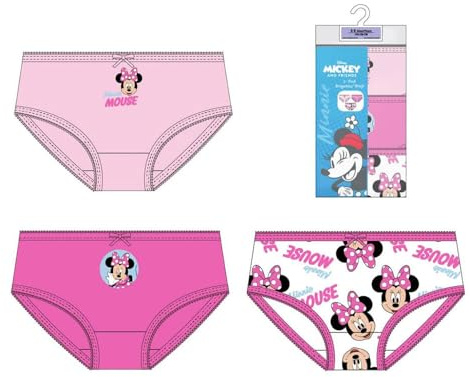 3-teiliges Set mit Minnie-Minnie-Unterhosen für Mädchen, 3-teiliges Minnie-Design, für den täglichen Gebrauch, bunt, 6-8 Jahre