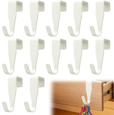 Quvxzy 12 Stück Haken Tür Aufhängung – Türhaken Set als Haken zum Einhängen ohne Bohren, Robust für Standardtüren bis 4cm, Perfekt für Deko & Haushalt (Weiß)