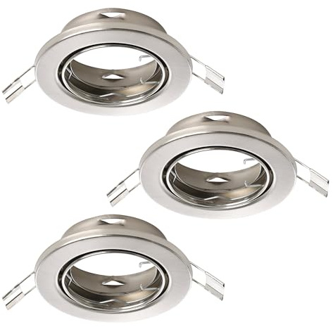EGLO 3er Set Einbaustrahler Agulo 1, Spot Deckenleuchte schwenkbar | runder Einbauspot ohne Leuchtmittel, Deckenstrahler aus Stahl in Silber, GU10 Fassung, Ø 8,6 cm