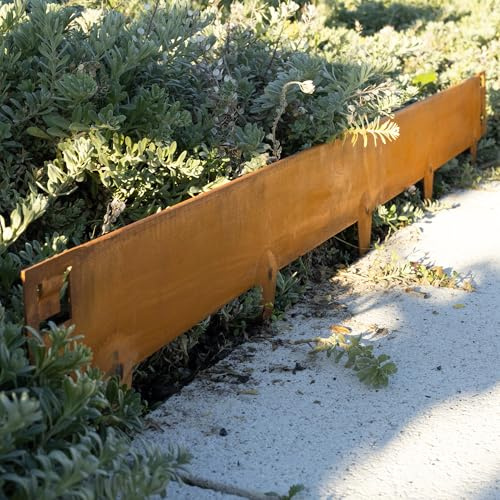 Cortenstahl Rasenkante 16cm - Beeteinfassung Metall Rost 10x1m -1,5mm | Edelrost-Stahl, flexibel formbar & wetterfest - Rasenkante metall perfekt für geschwungene Beete, Rasenkanten, Gartenwege