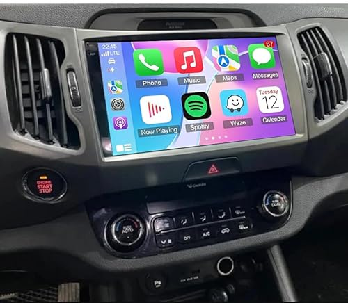 9 Inch Android 14 Car Stereo for Kia Sportage 2010-2016, 2 Din Car Radio Head Unit w/Wireless CarPlay Android Auto, 2GB RAM 64GB ROM GPS Touchscreen WIFI Bluetooth FM RDS SWC Backup Camera