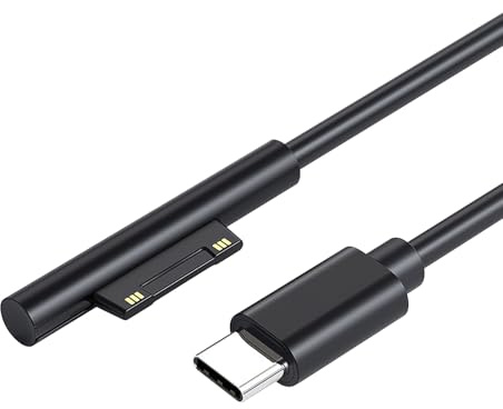 1.8m Surface Connect to USB-C Charging Cable, Compatible with Microsoft Surface Pro 7/6/5/4/3, Surface Laptop 1/2/3, Surface Go 1/2 – Works with 45W 15V3A USB-C Charger, Lightweight & Durable