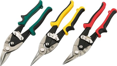 Stroxx Blechscherenset 3-teilig aus robustem CR-V Stahl für professionelle Handwerker