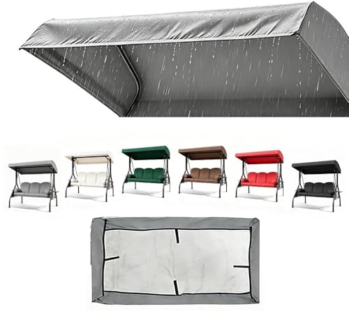 ENGTICUENU Hollywoodschaukel Dachbezug 213x122cm Universal Sonnenschutz, Ersatzdach Für Gartenschaukel Wasserdicht Hollywoodschaukel Ersatz-Bezug(Gray,83x48x9in(213x122x23cm))