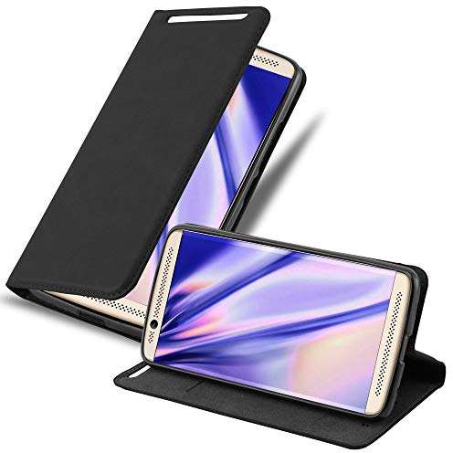 Cadorabo Hülle kompatibel mit ZTE Axon 7 aus Premium Kunst Leder Flip Klappbare Stoßfeste Magnetische [Standfunktion] [Kartenfächern] Cover Hülle für ZTE Axon 7 Tasche in Schwarz