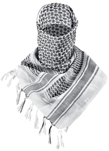 FREE SOLDIER Scarf Military Shemagh Tactical Desert Keffiyeh Head Neck Scarf Arab Wrap with Tassel for Men Women (White)