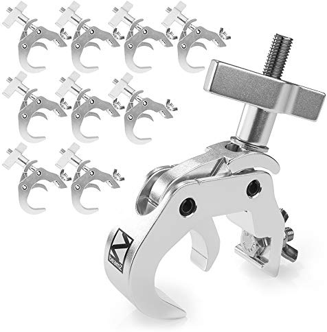 10x BeamZ BC50-250T Aluminium Quick Clamp Set Slimline Truss Lighting Couplers, Heavy-duty 48-51mm Jaw, 250kg SWL Capacity, Ideal for DJ & Stage Setups
