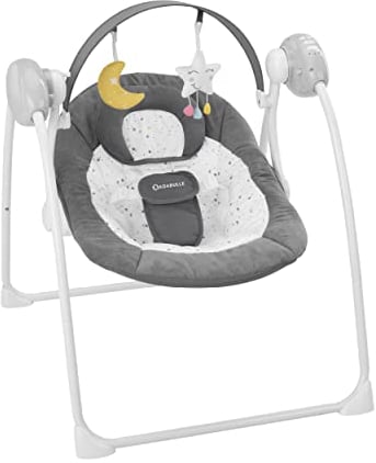 Badabulle Komfort-Moonlight elektrische Babywippe und Babyschaukel, mit 3 Schaukelgeschwindigkeiten, Timer und 8 Melodien