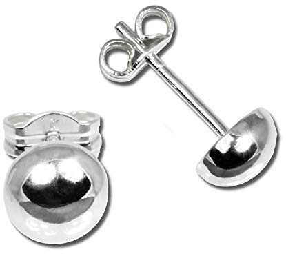 Ohrringe für Damen 6mm Ohrstecker 925 Sterling Silber Halbkugel silber D4SDO5556 Ohrstecker