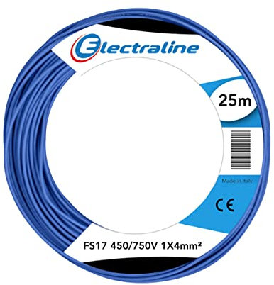 Electraline 13232 Cavo Unipolare FS17, 25 mt, sezione 1x4 mm² adatto per cablaggi di quadri elettrici, circuiti elettrici di ascensori, montacarichi
