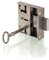 Antikas - Serrure en applique – H 57 x l 63 – Distance au canon 35 mm, pour meubles, tiroirs, armoires.