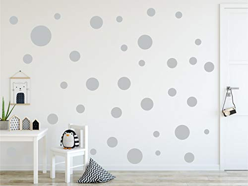 Timalo® XL Aufkleber Punkte Wandtattoo Kinderzimmer bunte große Kreise Pastell Uni Matt Wandsticker | 73081-hellgrau-40