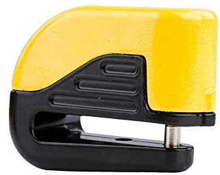 HugeAuto Motorcycle Alarm Disc Lock 6mm Pin Yellow Motorbike Brake Security Alarm Disk Rotor Lock + Free Reminder Cable 1.5m + 2 Keys