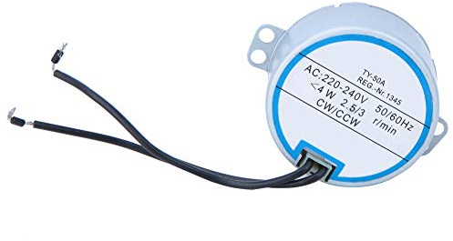 Moteur Synchrone CA 220-240V 50/60Hz 4W avec Direction Réversible, Arbre Rond 7mm, 2.5/3 tr/min, pour Ventilateur
