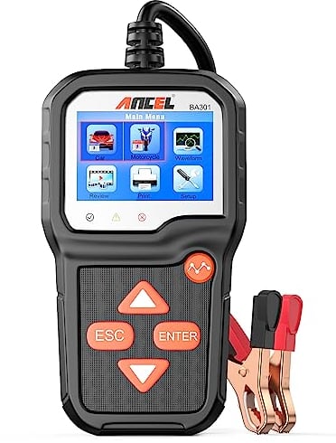 ANCEL BA301 Tester Batterie Auto 6V 12V, Tester di Carico Automobilistico 100-2000 CCA, Analizzatore Digitale Automobilistico di Carica e Test del Sistema di Ricarica per Auto/Moto/Boat/SUV/Camion