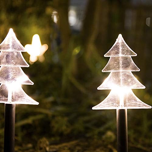 5 Pcs Solar Weihnachtslichter Außen, Solar Lichterkette Außen LED Garten Leuchtstäbe Stern Acryl Sterne Gartenstecker Balkon Weihnachts Deko Außen für Garten, Bäume, Terrasse, Hochzeit