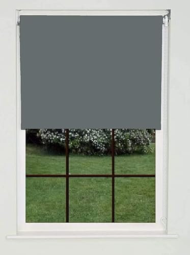 Home In Style 4U Made to Measure Blackout Roller Blinds Thermal Insulated UV Protection Child Safe Easy Fit Home Office Blinds, Grey 60cm width x 165 cm Drop