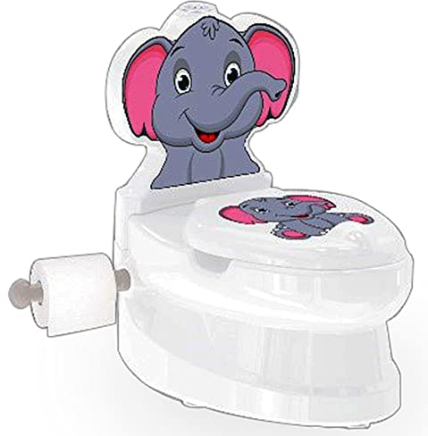 Meine kleine Toilette Elefant mit Spülsound und Toilettenpapierhalter - leicht zu reinigen, Saugknöpfe für Guten Halt, Klopapierhalter, Rückenlehne abnehmbar, LED Licht