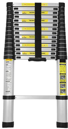 Joparri Aluminium Teleskopleiter, 4.4M Ausziehbare Leiter, Rutschfester Aluleiter Stehleiter Mehrzweckleiter Ausziehbar Aluminiumleiter, Teleskop Ausziehleiter 150 kg Belastbarkeit