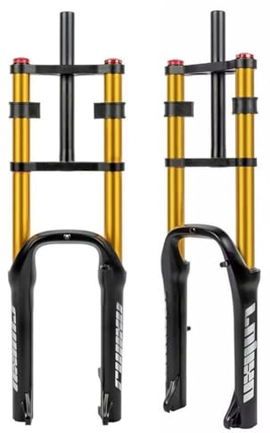 HSQMA Forcella Fat Bike 20 * 4.0 BMX Forcella A Sospensione Escursione 110 Mm Doppia Spalla Forcella Ad Aria Dritto Freno A Disco Rebound Regolabile (Color : 20'' Gold)