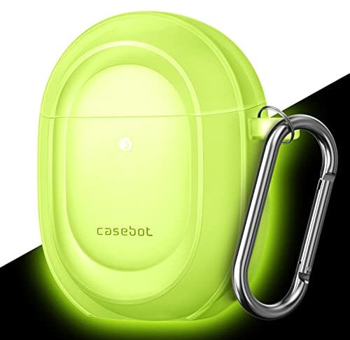 CASEBOT Case Cover for Google Pixel Buds Pro 2 (2024) / Google Pixel Buds Pro (2022), Rugged Shield Protective Skin [Front LED Visible], Lime Green Glow in The Dark