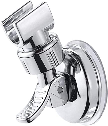 Voarge Duschkopfhalterung Saugnapf, Verstellbarer Duschkopf Halterung mit Saugnapf, Ohne Bohren, 360°Drehbar Verstellbarer Brausehalter, Abnehmbarer Duschkopf Halterung Silber