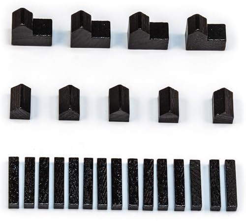 Waldfelsen® Hozfiguren: 4 Städte, 5 Siedlungen und 15 Straßen geeignet für Die Siedler (Farbe: Schwarz)