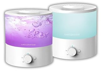 MegaWise Cool Mist Umidificatori per neonati, camera da letto, nursery, casa e ufficio | Vaporizzatore ultrasonico super silenzioso, grande ricarica superiore 2L, diffusore di olio essenziale, spegnim