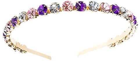 1PCS Wide Alice Bands Rhinestone Headbands Glitter Padded Hair Accessories Crystal Embellished Pearls Hairband Elastic No Slip Cashew Headwear for Adult Women (Crystal5)