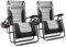KEPLIN Set of 2 XXL Premium Heavy Duty Padded Zero Gravity Chairs - Luxurious Garden Recliners, Adjustable Headrest, Cup & Phone Holder, Foldable, Easy to Clean Patio Sun Loungers (Grey)