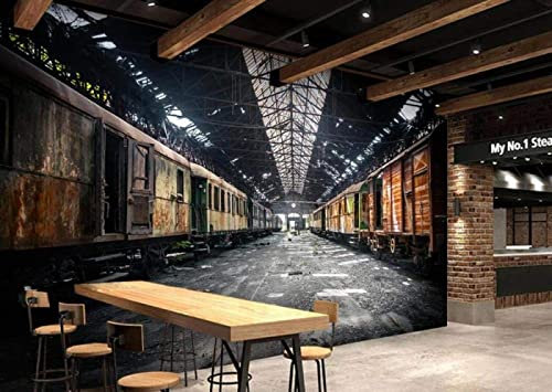 Fototapete 3D Tapete Industrielle Ruinen Vintage Züge Fototapete 3D Effekt Wandtapete Vliestapete Wandbilder XXL Wanddeko Tapeten