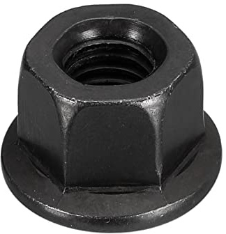 QUARKZMAN M10 Flanschmuttern Sperre Mutter Grad 12.9 Karbonstahl Schwarz Oxidiert Flansch-Sechskantmuttern für Maschinen