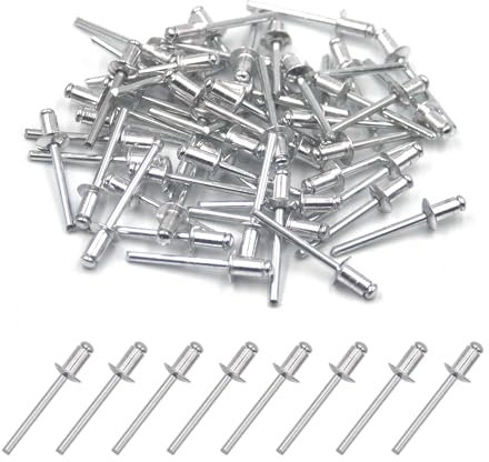 BESTYCHAO 100pcs Aluminium Blind Rivet 4.8mm x 8mm, Open End Rivet Pop Rivet, Pack of 100 (Silver)