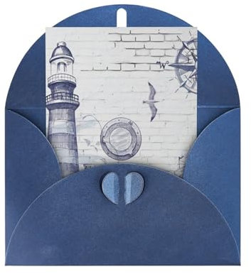 OPSREY Bedruckte Grußkarte mit Segelboot, nautischer Kompass, für alle Anlässe, mit Umschlag – große Kapazität, blanko Karte