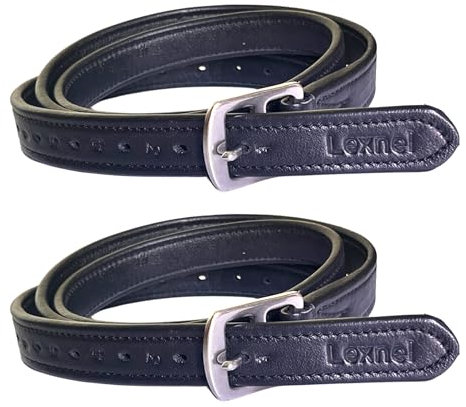 LEXNEL Equestrian Steigbügel aus Leder für Sattel mit Schnallen 1 Paar (schwarz)