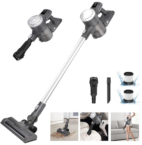 Jupitor Akku Staubsauger Kabellos Staubsauger 11KPa Handstaubsauger Kabellos 3-in-1 Staubsauger Kabelloser Akku Bis zu 30 Minuten Laufzeit, LED-Leuchten, Akkustaubsauger für Hartböden und Teppiche