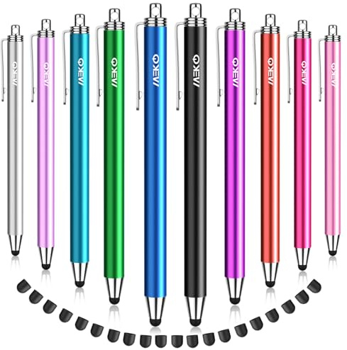 MEKO Lot de 10 Stylets Fins remplaçables avec Pointe en Caoutchouc pour écran Tactile, iPad, iPhone, tablettes, Smartphones et Tous Les appareils à écran Tactile (10 Stylets + 20 Embouts)