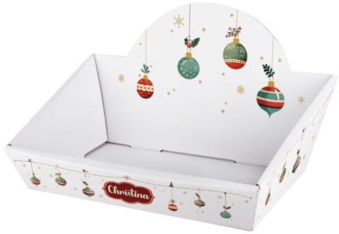 Herz & Heim® Personalisierter Geschenkkorb zum selbst Befüllen (Weihnachten - Kugeln, 42,5 cm x 24 cm x 28 cm (B/H/T))