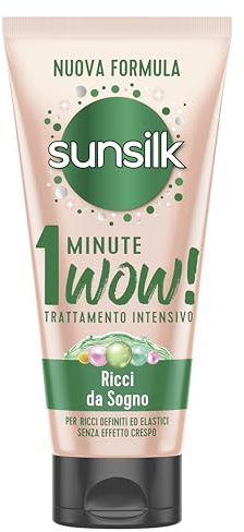 Sunsilk, Trattamento Intensivo 1 Minute Wow, Maschera Capelli Ricci, Linea Ricci da Sogno, Maschera Capelli Ristrutturante, con Olio di Macadamia, Elastina e Biotina, 180ml